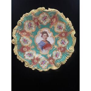 Antique Edwardian Geisha Portrait Bowl, hand painted.
